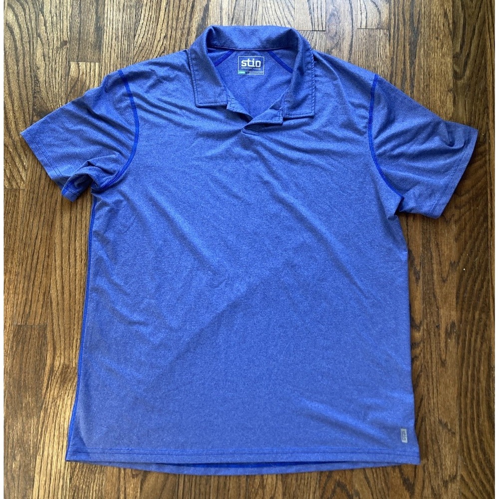Stio Polo Shirt Mens Size Large Blue Stretch Performance Short Sleeve Outdoors
